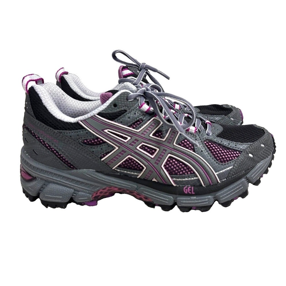 ASICS Gel-Kahana 4 Running Shoes Women 7 Gray Purple Cushion Trail Walking Gym